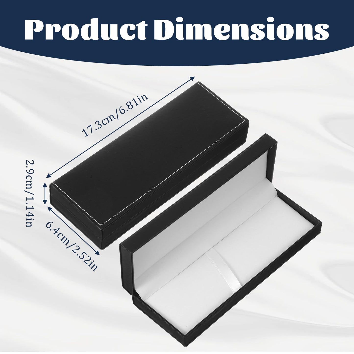 Jxiwfvl PU Leather Pen Box Single Case, Rectangle Pen Display Organizer Pens Gift Box for Fountain and Ballpoint Pens, Men Women Business Office Supplies