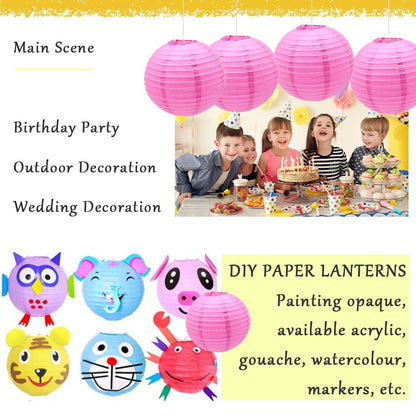Ruidee 6Pcs Paper Lanterns Decorative Round Hanging Paper Lanterns for Birthday, Wedding, Christmas Xmas, Bridal, Home Decor, Party Decoration（12in/Rose）