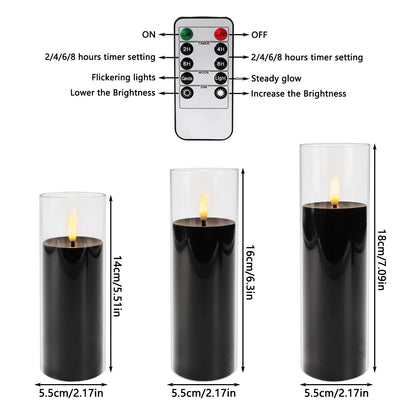Grcdoyvl 24-Pack Black Flameless LED Candles for Daily Home & Christmas Decor - Realistic Flickering Black Acrylic Pillars with Remote Timer, Perfect for Dining Table, Bedroom, Winter Mantel, Weddings