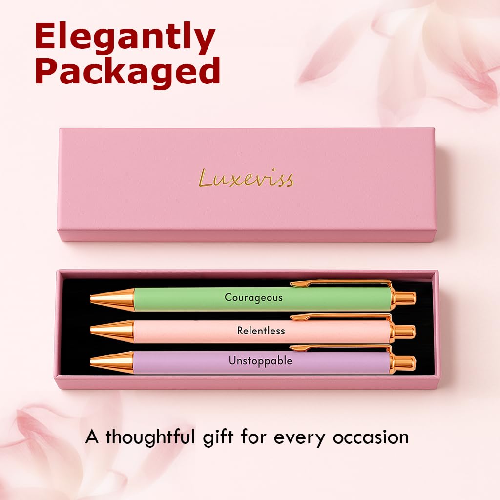 Luxeviss 3 Pcs Inspirational Pens Quotes Ballpoint Pen with Stylus Tip Gifts for School Coworkers Office Supplies Black Ink