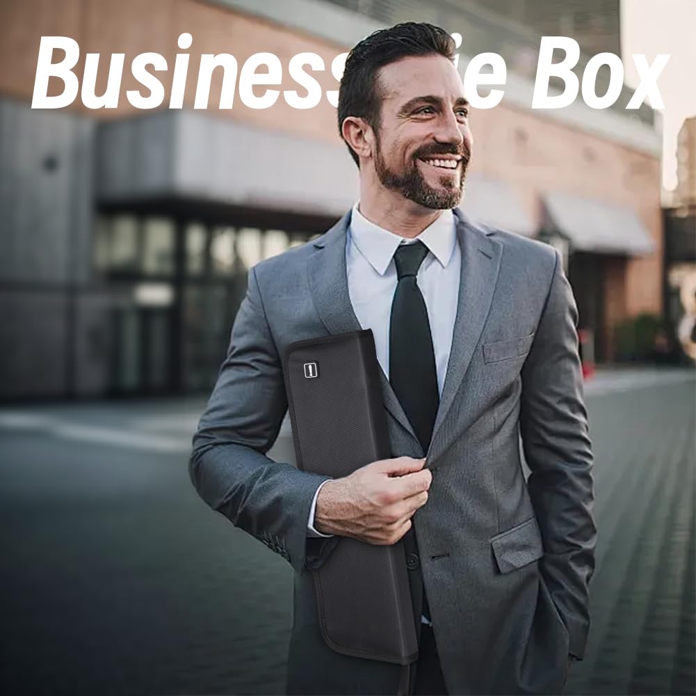 Tie Box Travel Case Men's Necktie Gift Box Rectangle Shape Anti-Wrinkle Storage Business Gift Bow Tie Packaging