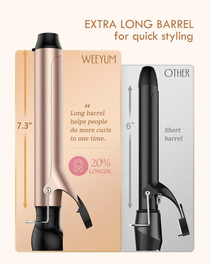 Large Curling Iron 2 Inch, Ceramic Long Barrel Hair Curling Wand, Hair Styling Tool, Dual Voltage, LCD Display, Black
