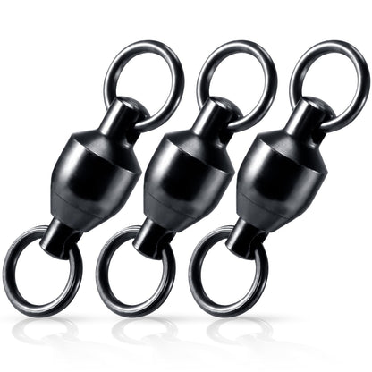 Alwonder 30-Pack Ball Bearing Swivels Fishing Tackle, High Strength Stainless Steel Solid Welded Rings Barrel Swivel Hook Line Connector with Black Nickel Coating Saltwater Freshwater #0
