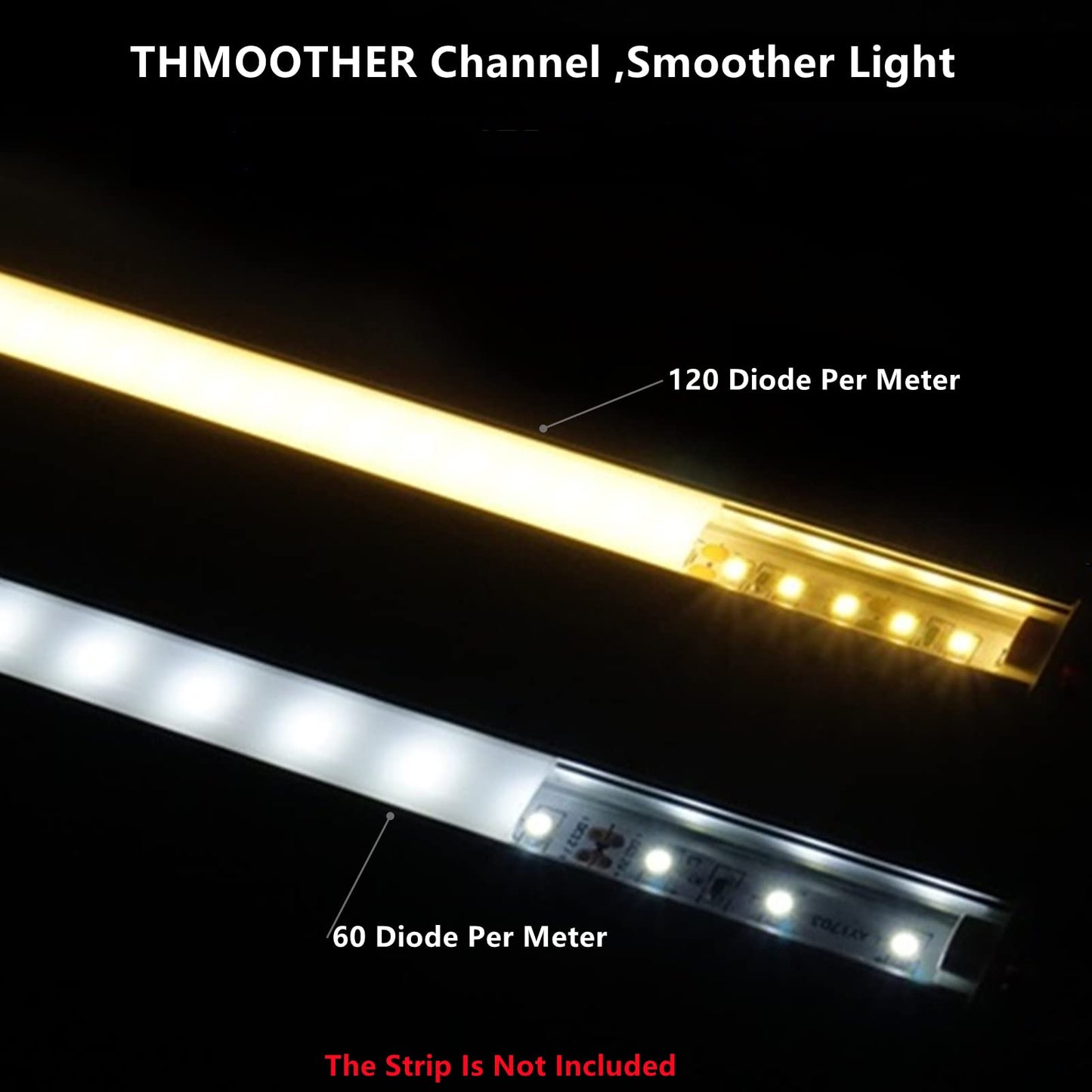 THMOOTHER 6-Pack 16inch Surface Mounted LED Strip Aluminum Channel with Anti UV Diffuser - Enhance Your Lighting with Style and Functionality