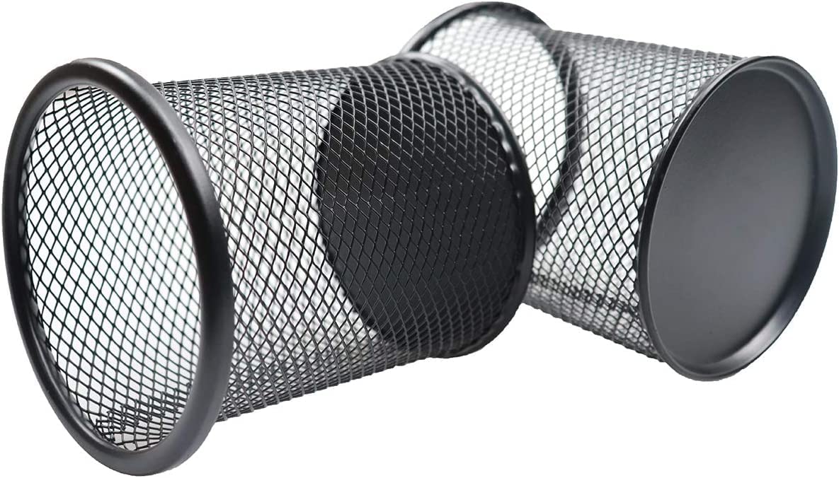 SNOW COOLER Pen Holder Mesh Pencil Holder Metal Pen Holder Cup Pencil Cup Holder for Desk Office Pen Organizer Black, 4 Pack
