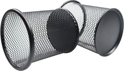 SNOW COOLER Pen Holder Mesh Pencil Holder Metal Pen Holder Cup Pencil Cup Holder for Desk Office Pen Organizer Black, 4 Pack