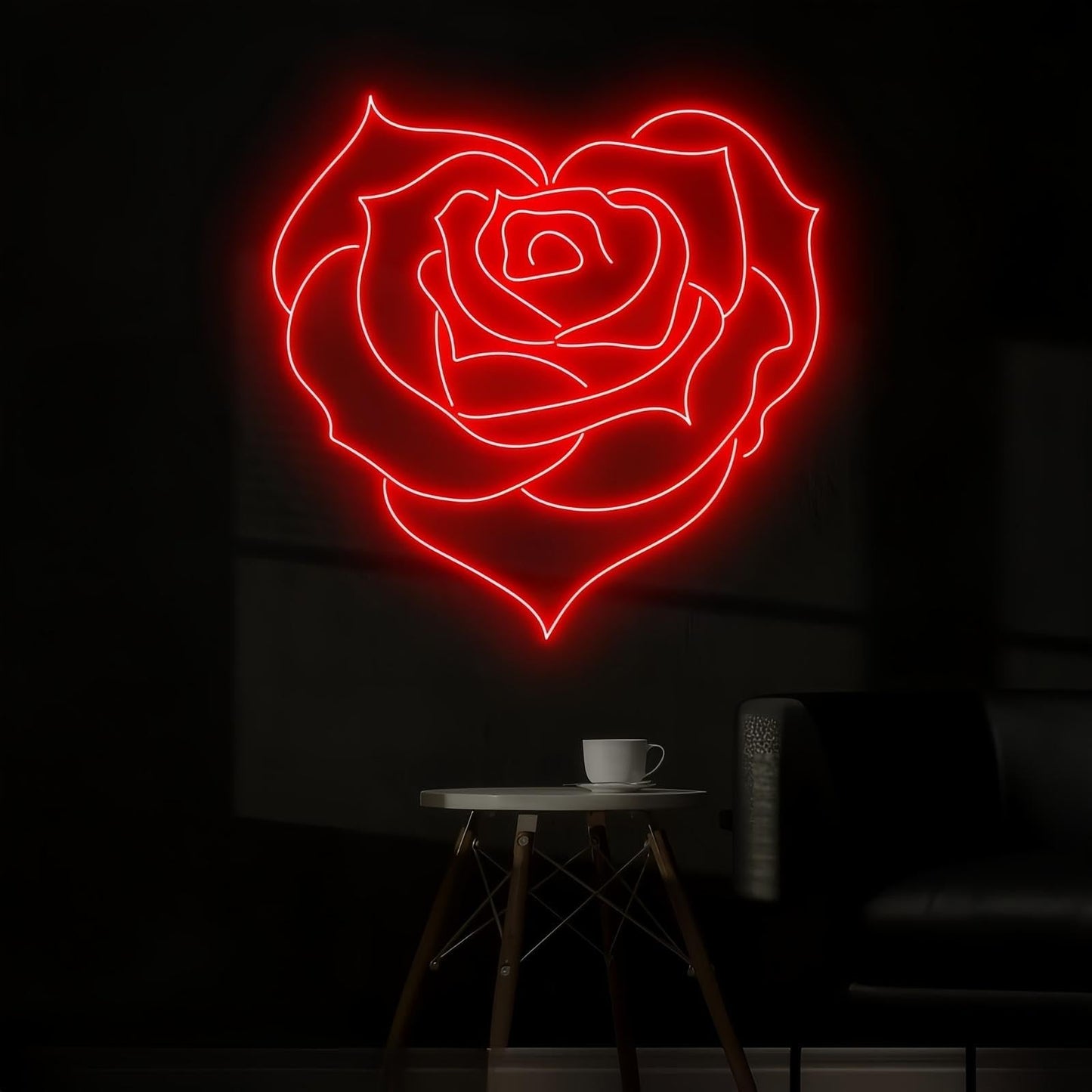Heart Rose Neon Sign, Heart Rose Led Sign, Wedding Wall Decor, Valentine'S Day Decorations Gifts for Lover,Bedroom Bar Living Room Party, Wedding Anniversaries Party, Marriage Proposal