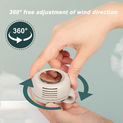 Portable Silent Mini Bladeless Electric Fan - Portable Rechargeable Neck Fan - Mini Whirlwind Clip-On Fan with 3 Speed Settings, USB Type-C Charging - Green