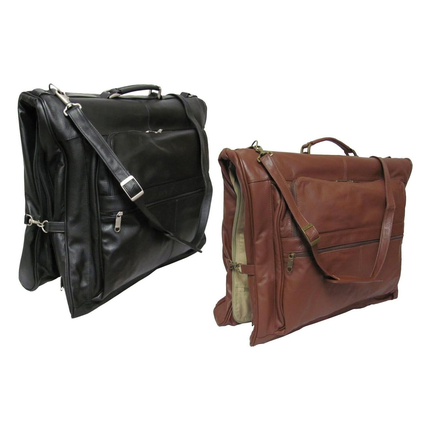 Maykoosh Leather Garment Bag - Top Grain Cowhide Three-Suit Travel Carry On