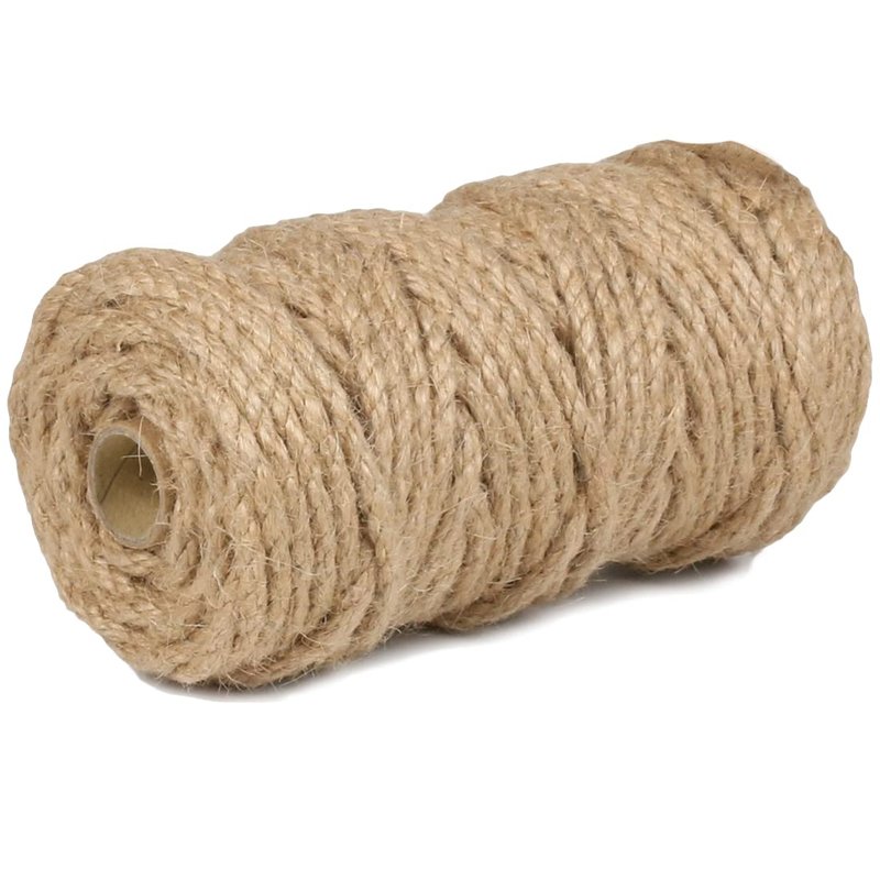 PerkHomy 5mm Jute Rope 105 Feet Twisted Heavy Duty and Thick Twine Rope for Cat Scratcher Scratching Post Tree Craft Projects Gardening Home Decoration Packing Bundling (105FT * 5mm)
