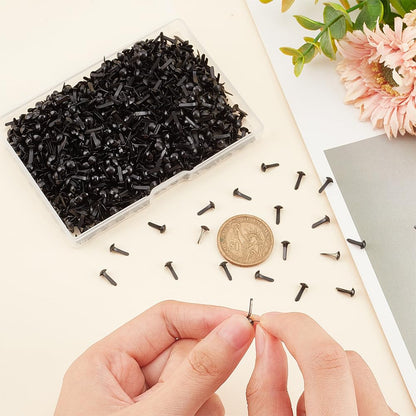 PH PandaHall 1000pcs Mini Brads Fasteners Black Metal Paper Fasteners Iron Scrapbooking Brads Pastel Brads for Paper Crafts School Project Decorative Scrapbooking DIY Supplies 4.5x8mm