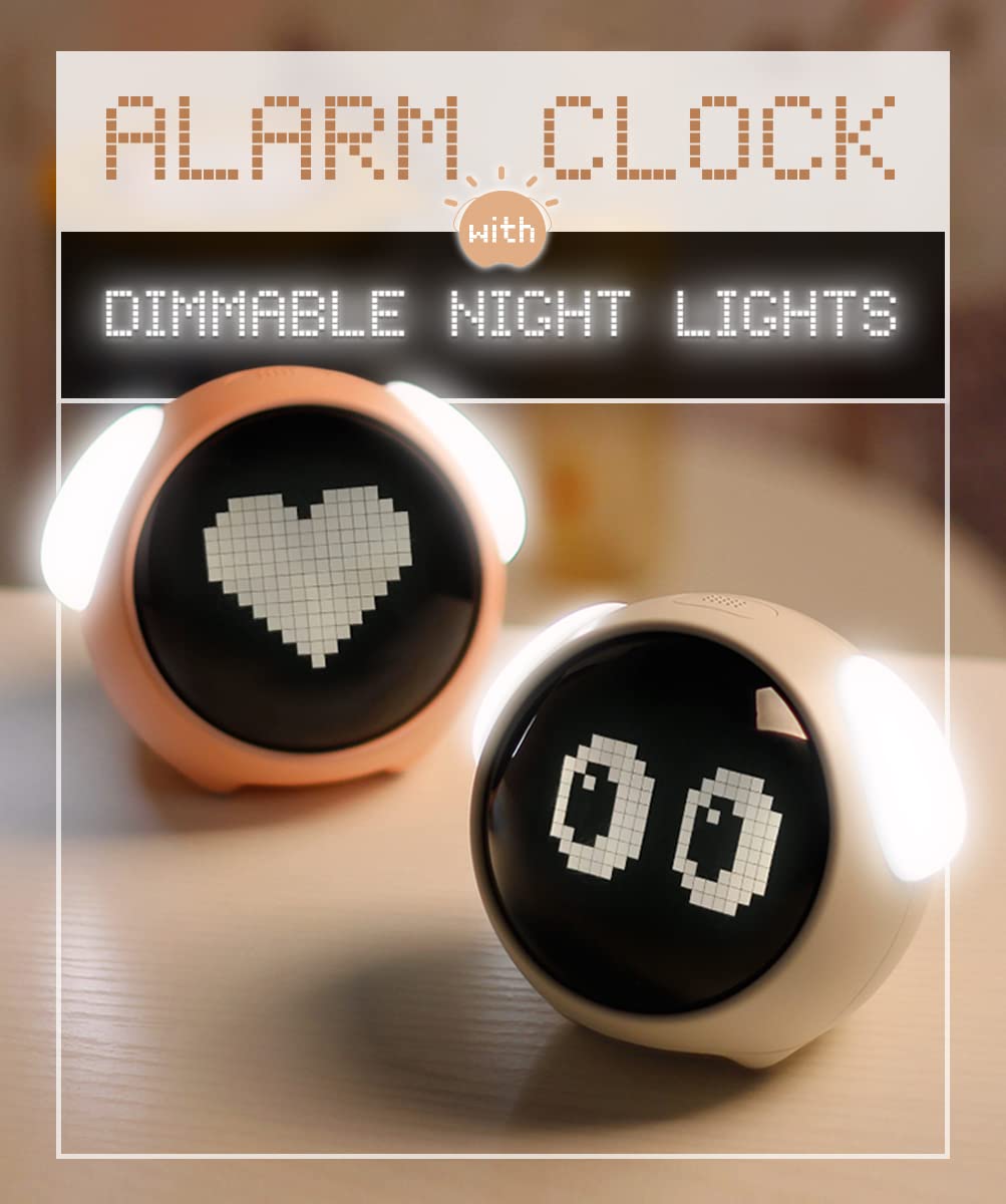 MikoDream Kids Alarm Clock, Dual Alarm Setting, Adjustable Brightness Night Light, Voice-Activated,Temperature Detection, Wake-up Alarm Clock, Toy and Gift for Toddler, Children, Students, Boys&Girls