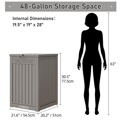 LHBGO Package Delivery Box for Outside, 48 Gallon Storage with Lockable Secure, Large Double Wall Resin Outdoor Package Delivery Waterproof Deck