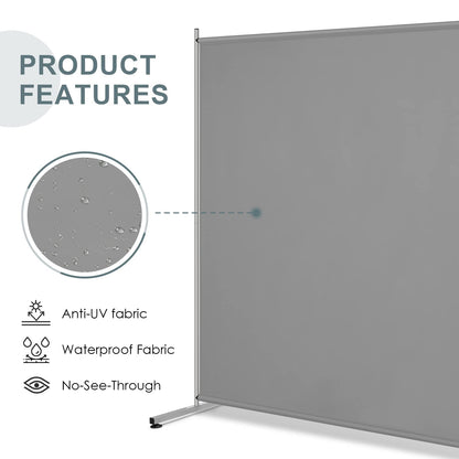 RANTILA Single Large Panel Room Divider, Privacy Screen for Office, Partition Separators, Freestanding Divider 71''W x 69.5''H, Grey