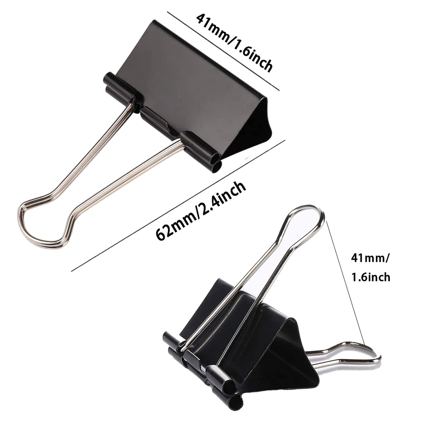 Medium Binder Clips 1.6 Inch (60 Pack), Large Binder Clips Medium Paper Clamps for Office and Home Supplies, Black