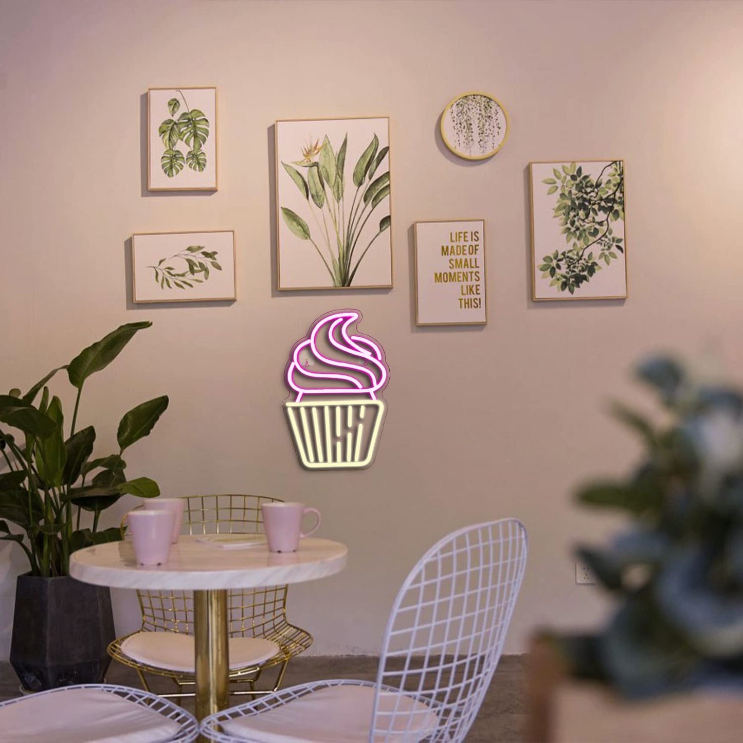 FAXFSIGN Cupcake Neon Sign Led Pink Warm White Neon Lights for Wall Decor Usb Light Up Signs for Bakery Dessert Shop Resturant Bar Cafe Candyland Party Decorations