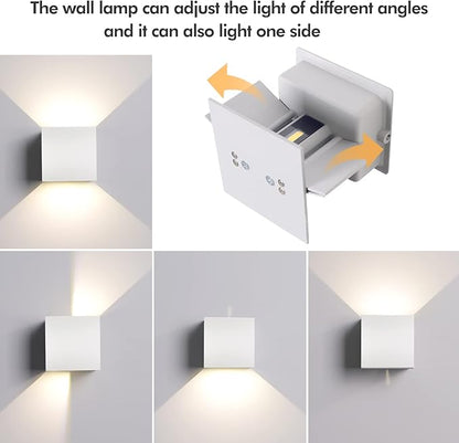 12W 4Pack Outdoor Wall Lights Exterior/Interior,LED White Outdoor Wall Sconces Light Fixtures Modern,IP65 Waterproof Square Aluminum Wall Lamps, Up and Down Lights 6500K Cold Lights