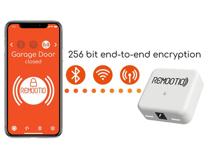 Remootio 2 WiFi and Bluetooth Smart Garage Door opener with iOS and Android App, Apple Home (HomeKit), Amazon Alexa, Google Home, SmartThings, Siri Shortcuts compatible. With sensor and power adapter.
