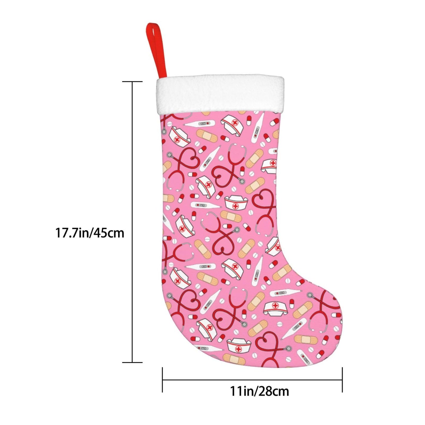 Wizfuyq Medical Thermometer Nurse Hat Christmas Stockings Doctor Stethoscope Xmas Stockings with Plush Faux Fur Cuff Decoration for Party Holiday Decorations