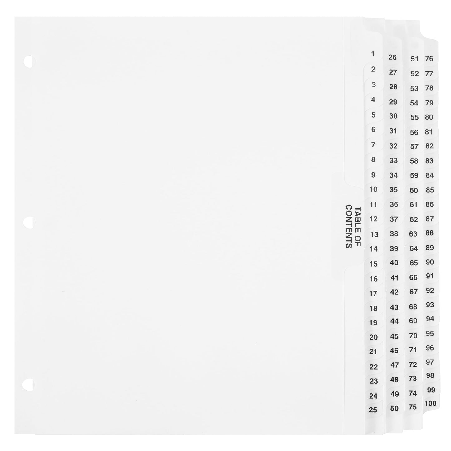 Exhibitindexes® Numbered Dividers 1-100 Punched - AVE Style Bold Tabs - Side Collated Exhibit Tabs - Made in The USA | Letter Size - 1-100 - Sets
