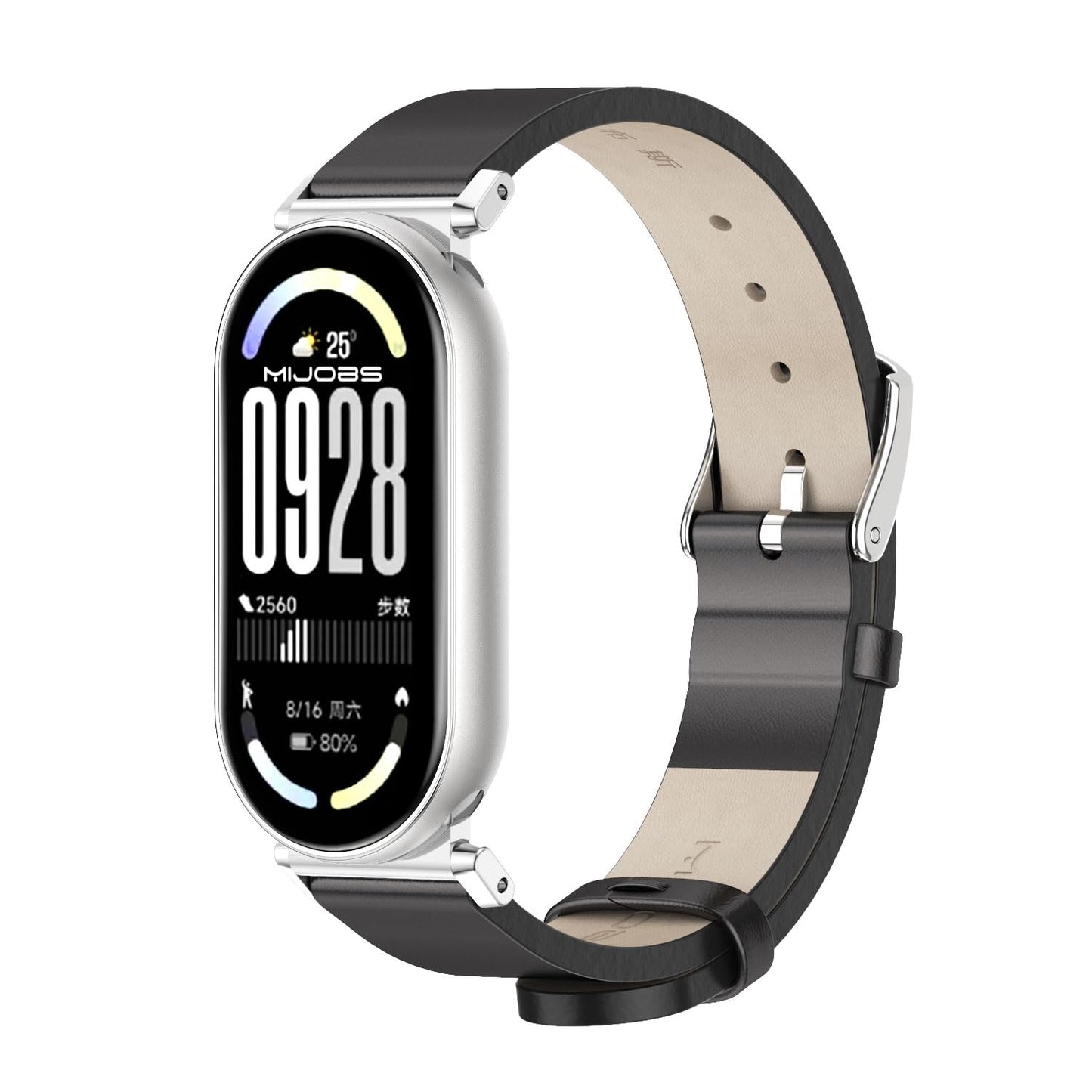 MIJOBS Strap for Xiaomi Mi Band 10/9/8 Genuine Leather Breathable Replacement Strap for Mi Fit Band 10 SmartWatch Straps Wristband Bracelet for Women Men