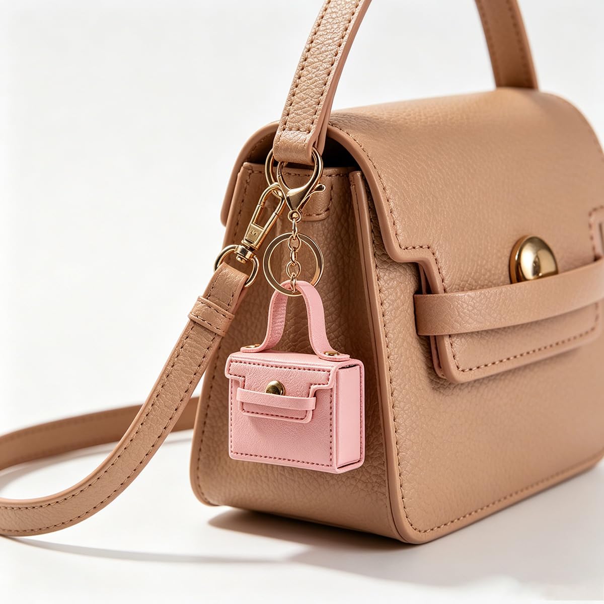 Alunsito 6 Pack Mini Makeup Bag Keychains Small Backpack Keyrings Cute Coin Purse PU Leather Lipstick Bag Card Holder Data Cable Organizer Fashion Bag Pendant Charms Accessories for Women Girls