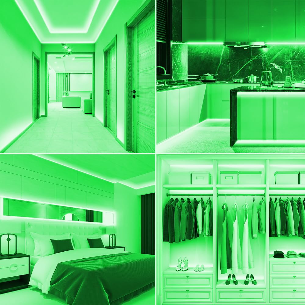 Smacen Battery Powered COB Led Strip Lights, 4.92Ft Battery Operated Green LED Strip Light, High Brightness Flexible LED Tape Lights for Room, Cabinet, Bedroom, Kitchen, Party, Home DIY Indoor Deco