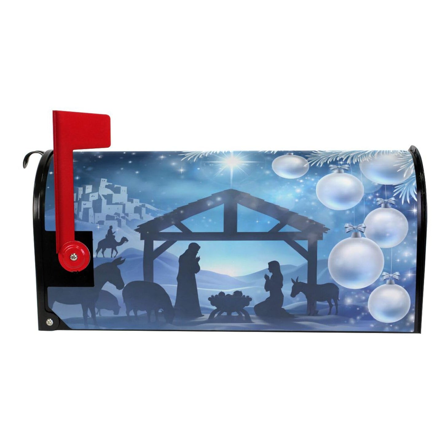 WOOR Nativity Christmas Abstract Magnetic Mailbox Cover MailWraps Garden Yard Home Decor for Outdoor Oversized-25.5" x20.8"