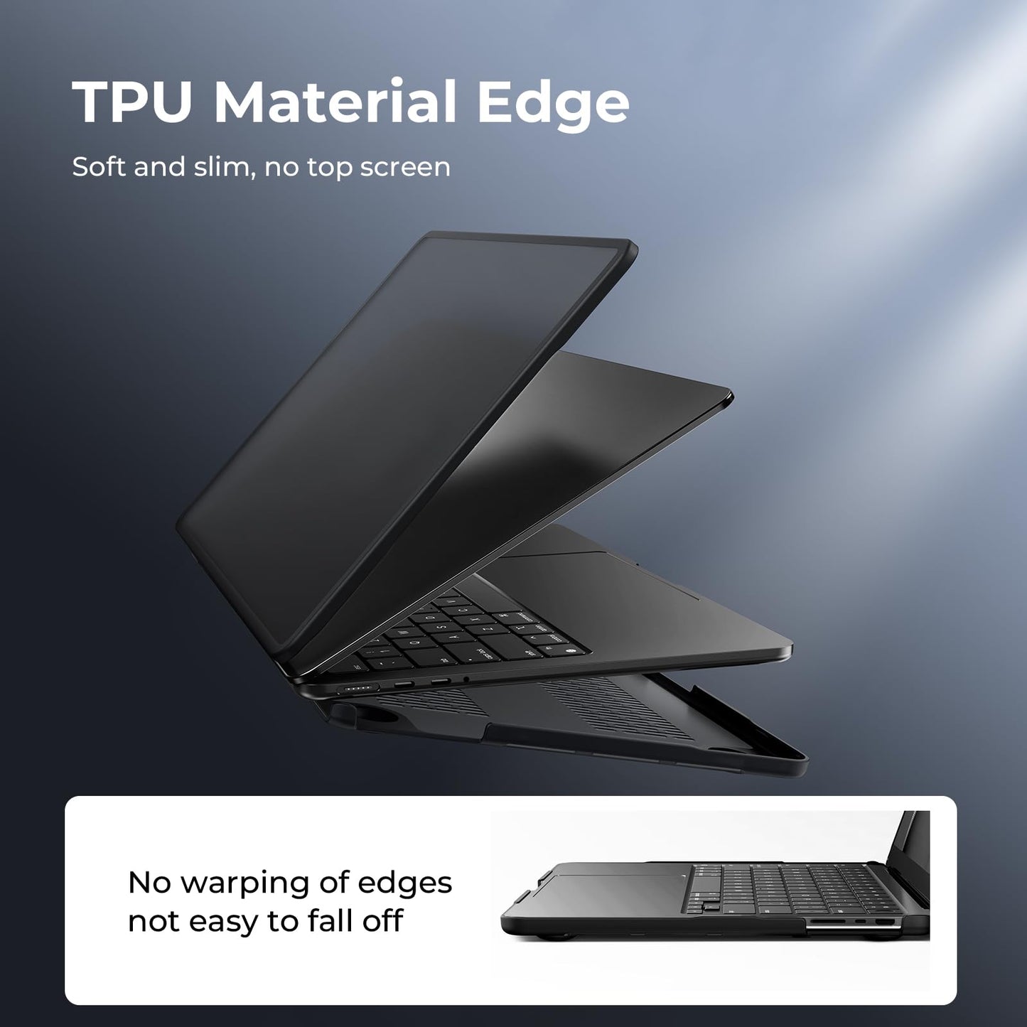 BlueSwan Anti-Cracking Hard Shell Case Compatible with MacBook Pro 14-inch M5 2026 2025-2021 Release M4 M3 M2 M1 Pro/Max Chip, Anti-Fingerprint Soft TPU Bumper, Frosted Black