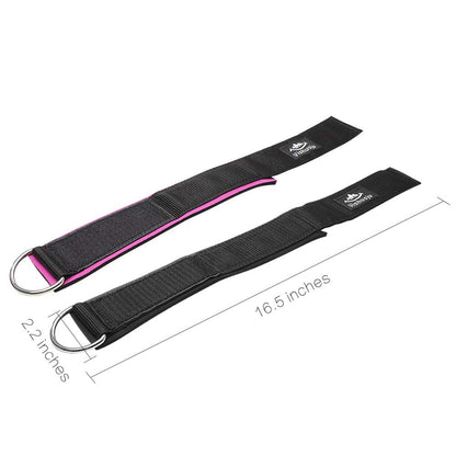 Vishusju Ankle Straps Wrist Cuffs 5.5mm Neoprene Padded Large D-Ring for Cable Machines Fitness Legs Exercise Attachment Adjustable (Rose Pink)