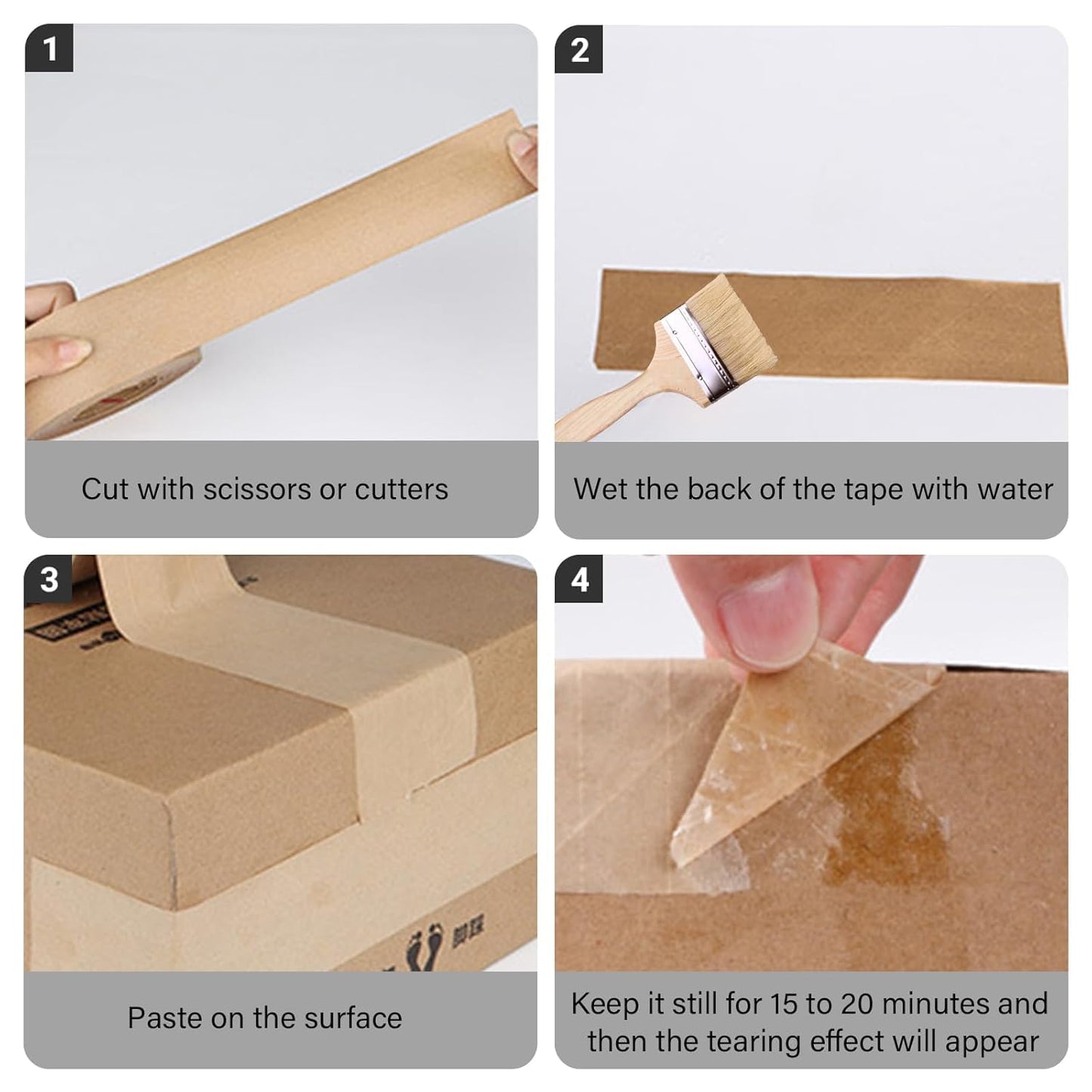 sanian Fiberglass Reinforced Water Activated Gummed Kraft Paper Tape, Each roll 2.75 inch x 380 ft for Heavy Duty Secure Packing (1 Pack)