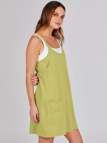 ANRABESS Women Athletic Dress Summer Tennis Workout Active Sports Mini Romper Dress Built in Shorts Travel Vacation Clothes Light Green X-Large