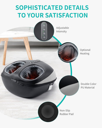 Nekteck Foot Massager Machine with Heat, Deep Kneading Shiatsu Foot Massager with Air Compression, Soothe Muscles, Multiple Massage Modes & Adjustable Intensity Christmas Gifts for Her & Him
