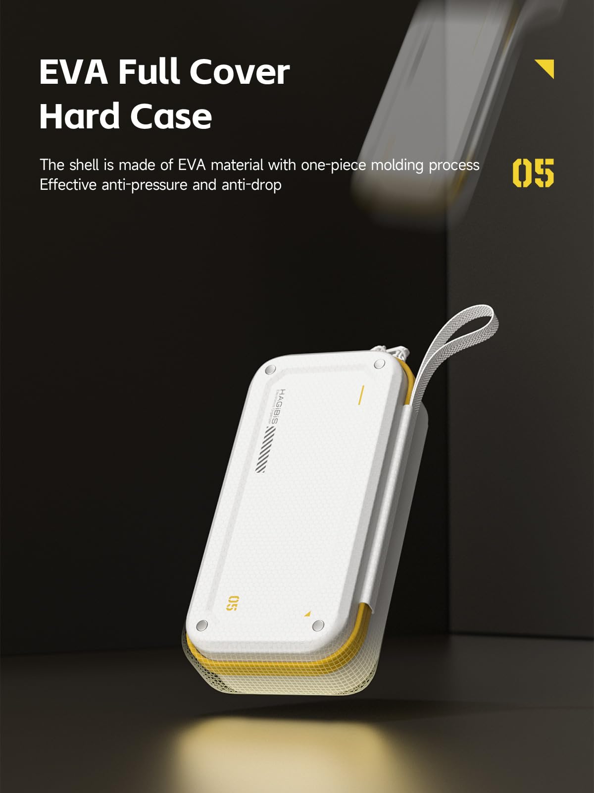 Hagibis Electronic Organizer Traveling Case Bag EVA Hardshell PU Portable Carrying Pouch for Mouse, Charger, Cables, Power Bank, SD Cards, USB Flash Disks, Accessories (White)