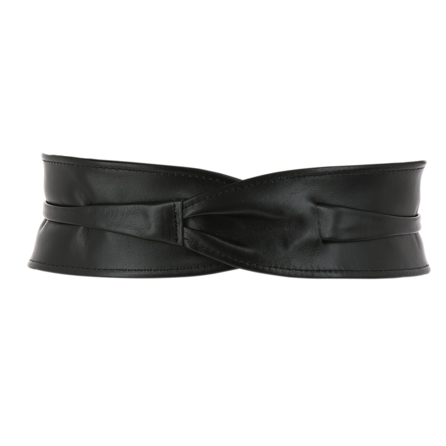 FASHIONGEN - Woman Italian leather Obi belt, CASSIANE - Black, S-M