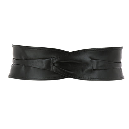 FASHIONGEN - Woman Italian leather Obi belt, CASSIANE - Black, S-M