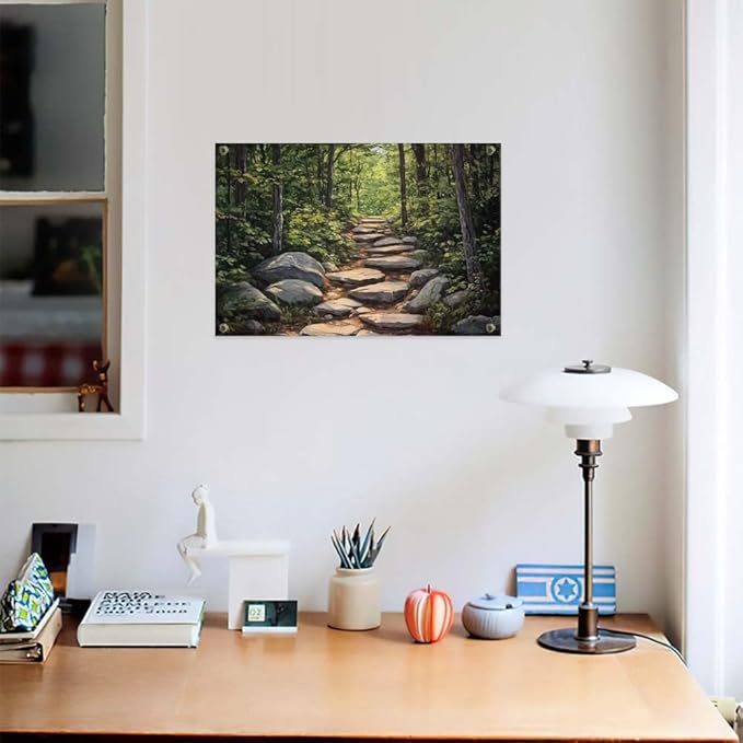 Yesad Nature Wall Art, Forest Path Landscape Wall Decor, Modern Farmhouse Canvas Art Abstract Botanical Canvas Décor Home Decorations for Living Room Bedroom (Unframed,12”x8”, Path)