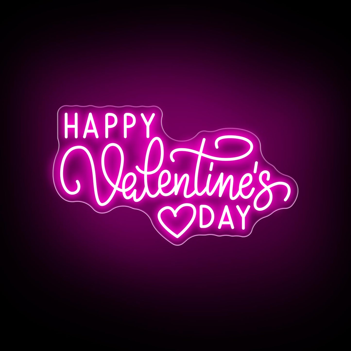 Happy Valentine's Day Neon Sign, Party Lover Wedding Home Ceremony, Valentine'S Day Neon Light for Home Room Wall Decoration Ins, Couple Room Light, Bar Home Lamp Party Dorm Living Room-Pink-16.5"