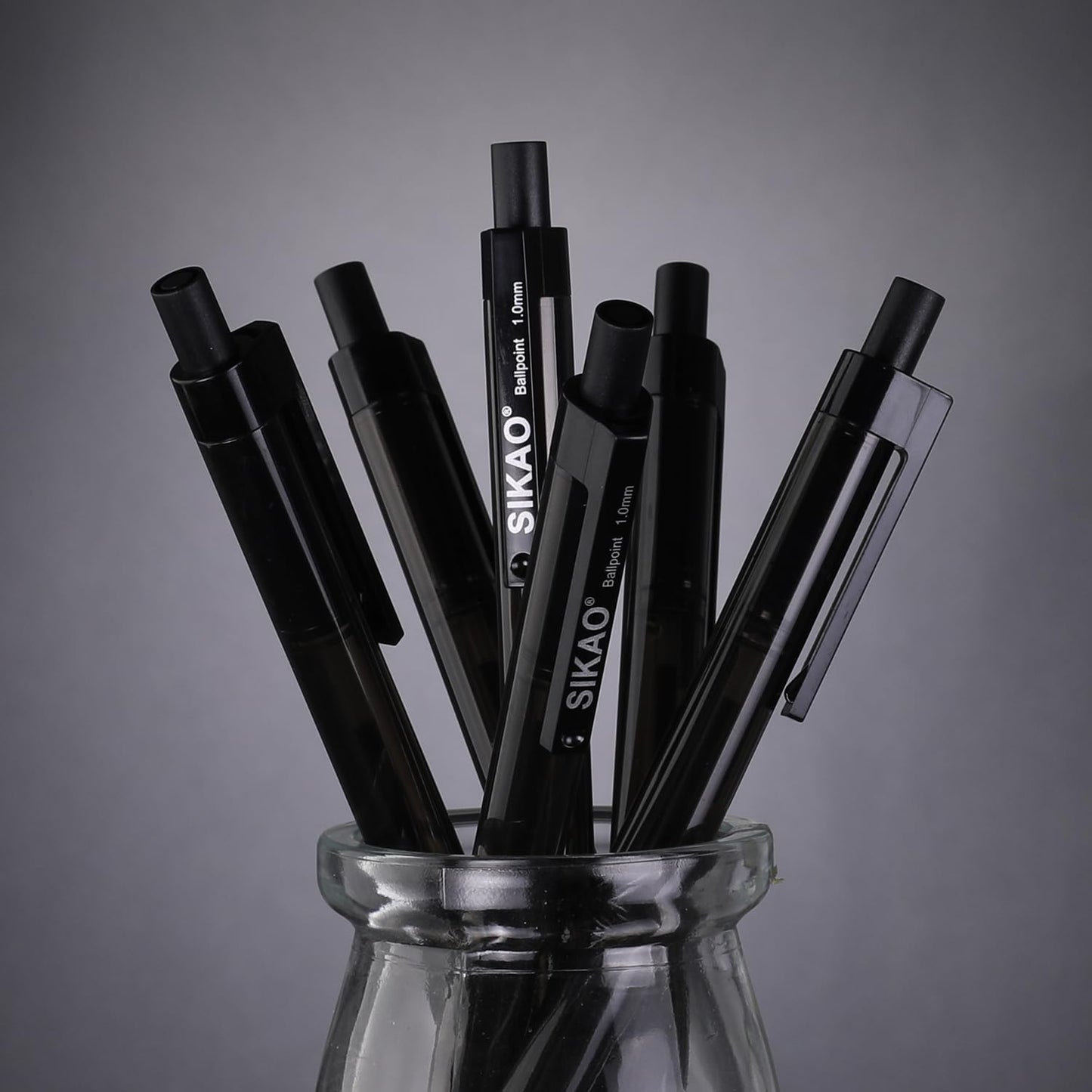 Sikao Black Pens Bulk, 60 Pack Retractable Ballpoint Pens, Black Ink 1.0mm Medium Point, Smooth Writing No-Smear, Click Pens for Teachers, Students, Restaurant Servers School & Office Supplies