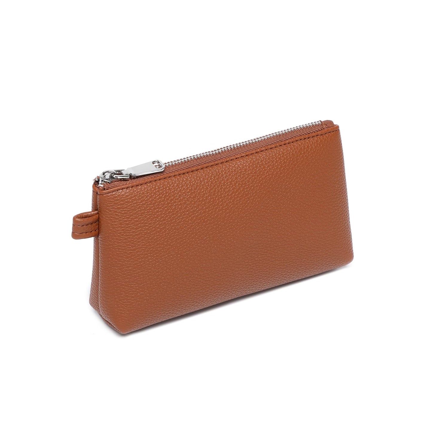 YONBEN PU Leather Small Makeup Bag for Women Cosmetic Bag Organizer with 2 Inner Pockets Zipper Pouch(Pu/Saddle Brown)