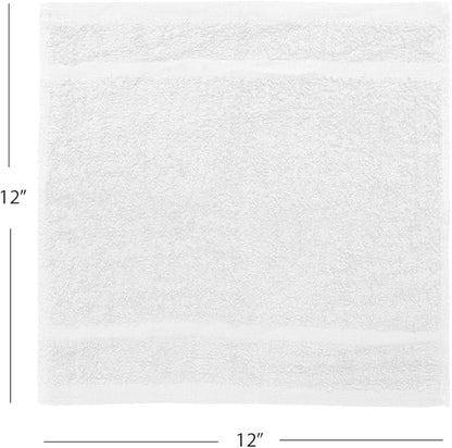 Avalon Towels Cotton Washcloths 24-Pack – 12 x 12 Inch White Super Soft &