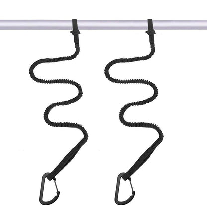 MOOCY Kayak Paddle Leash, 3-7 ft Stretchable Strap Lanyard for SUP, Canoeing, Fishing Accessories - Secure Bungee Rod Holder Tether(Black, 2 Pack)