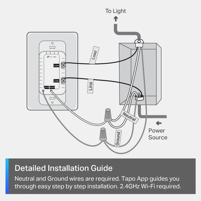 TP-Link Tapo Matter Smart Light Switch: Voice Control w/Siri, Alexa & Google Home | UL Certified | Timer & Schedule | Easy Guided Install | Neutral Wire Required | Single Pole | Tapo S505(2-Pack)