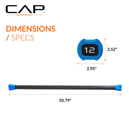 CAP Barbell 12 lb Total Body Workout Weighted Bar - Blue | Exercise Bar for Strength Training, Yoga, Pilates, Resistance Training, and Home Gym Workouts