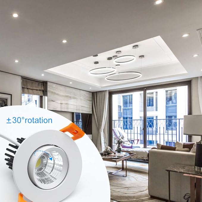 2 Inch LED Downlight, 3W Recessed Lighting COB Dimmable, 5000K Daylight White, CRI80, Ceiling Lights with LED Driver, 1 Pack