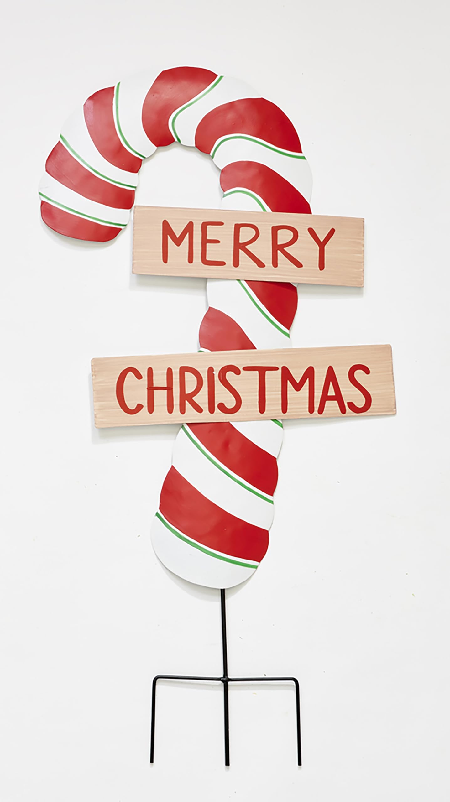 Worth Imports 30" Metal Merry Christmas Candy Cane Yard Stake, Set of 2