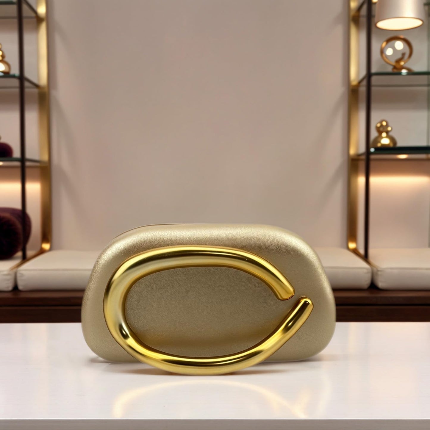 FUTTSPAI Elegant Small Evening Clutch Purses With Handle For Women Formal Leather Handbag Wedding Purse,Gold
