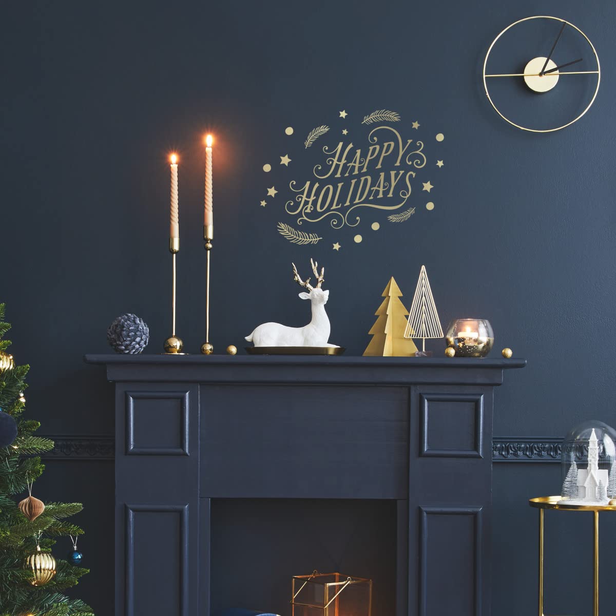 RoomMates RMK5180SCS Happy Holidays Peel and Stick Wall Decals with Metallic Ink