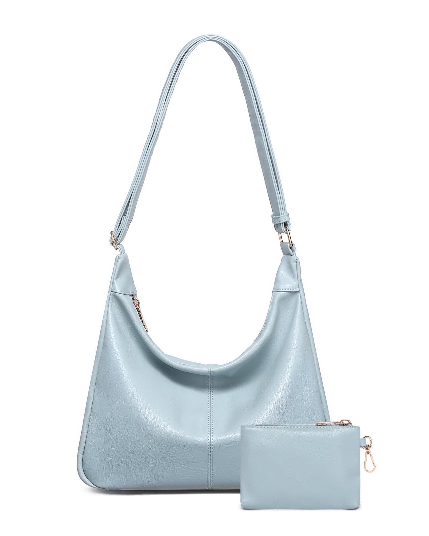 Hobo Bag for Women with Mini Purse Soft Vegan Leather Slouchy Shoulder Crossbody Handbag Tote