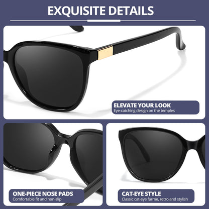 FIMILU Polarized Sunglasses for Women, Trendy Fashion Sun Glasses Square Retro Glasses UV Protection for Daily Outdoor 2pack
